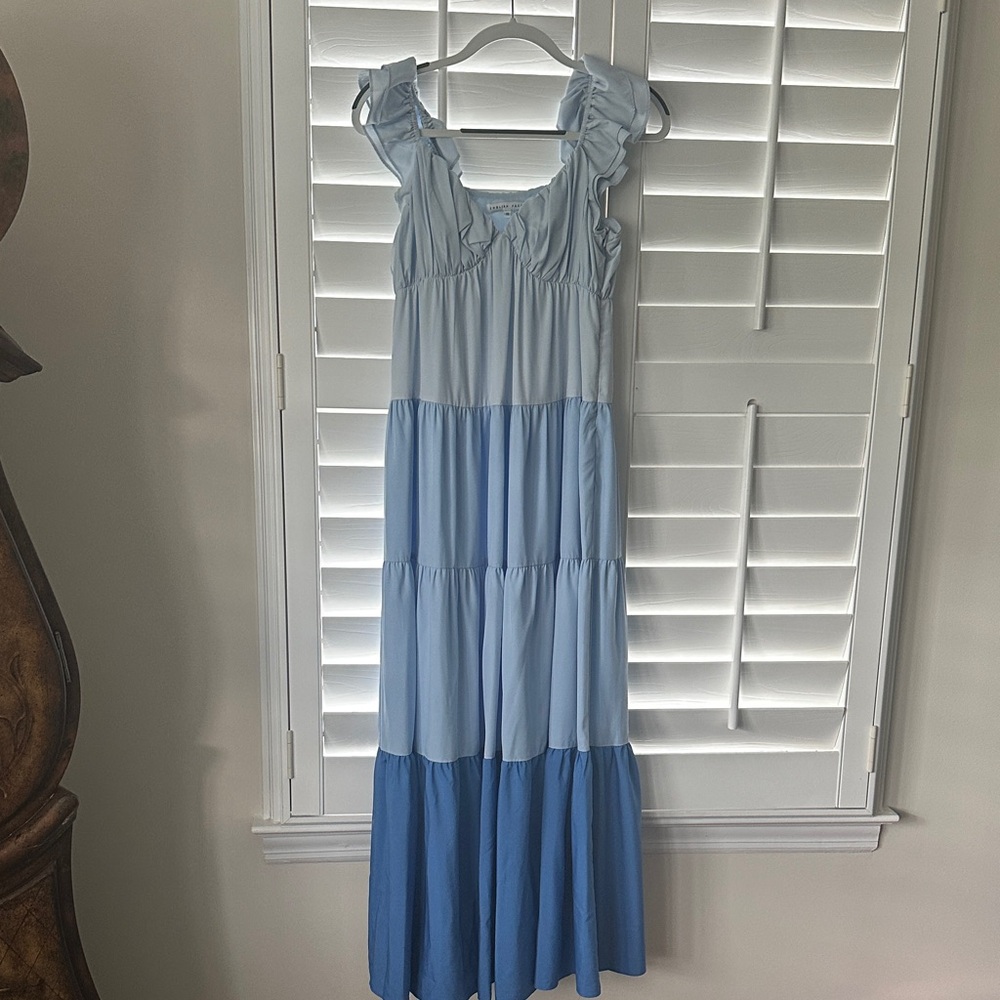 English Factory Blue Tiered Maxi Dress